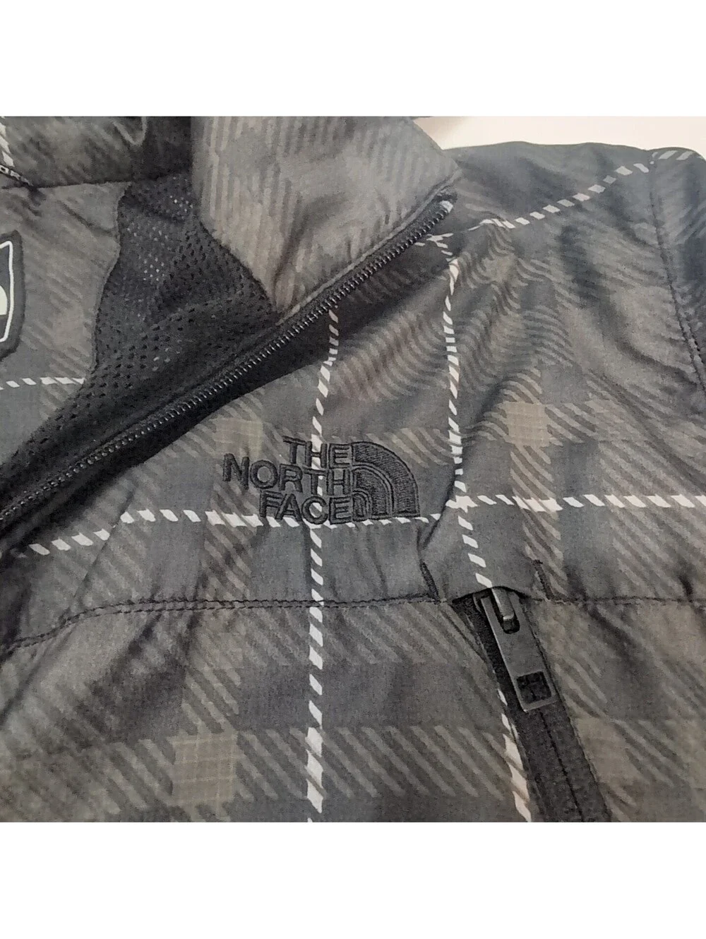 North Face Mens Hoodie Windbreaker Full Zip Black Plaid Lined Rain Jacket Diablo